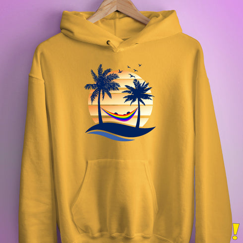 LGBTQ Pride Hammock Summer Beach Sunset Hoodie - Mustard
